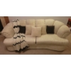 Image 2 : Vintage Upholstered Sofa w/ Sea Shell Demeanor & Slight U Shape Design 73x24x31