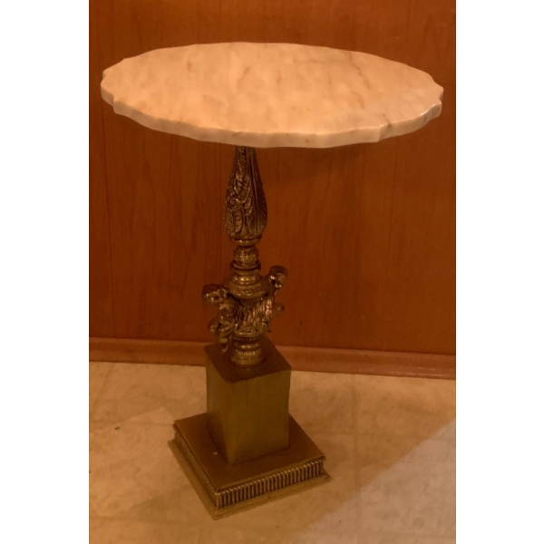 Marble & Solid Brass Side Table 18x28