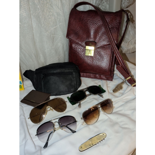 Men's Fashion Accessory Bundle - 4 Pairs of Vintage Aviator Style Specs Man Bags & More
