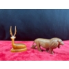 Image 2 : Wood Carved Antelope and Lion - 6H, 4H