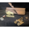Image 1 : Vintage Variety - Coins, Medals, Brass Plaque, and Wooden Plane