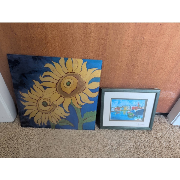 Sunflower Painting and Galway Quays Print