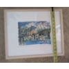 Image 5 : Framed Watercolor Landscape Featuring Lakeside Scene with Canoes