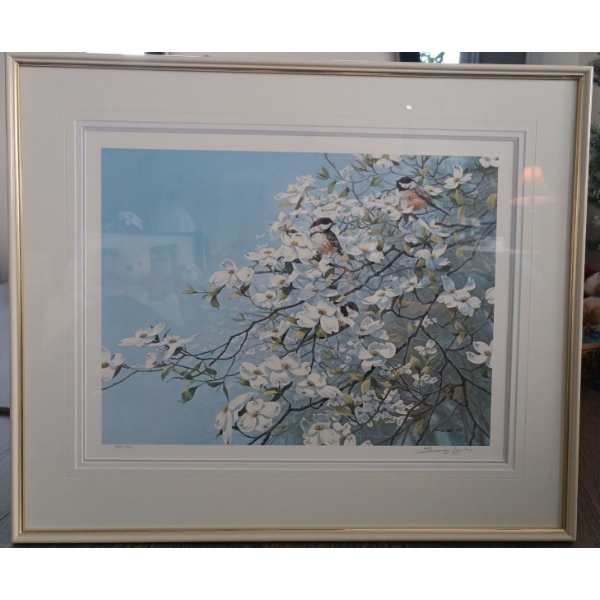 Seerey Lesters "Spring Mist-Chickadees" 359/950 Art Print  30" x 25"tall