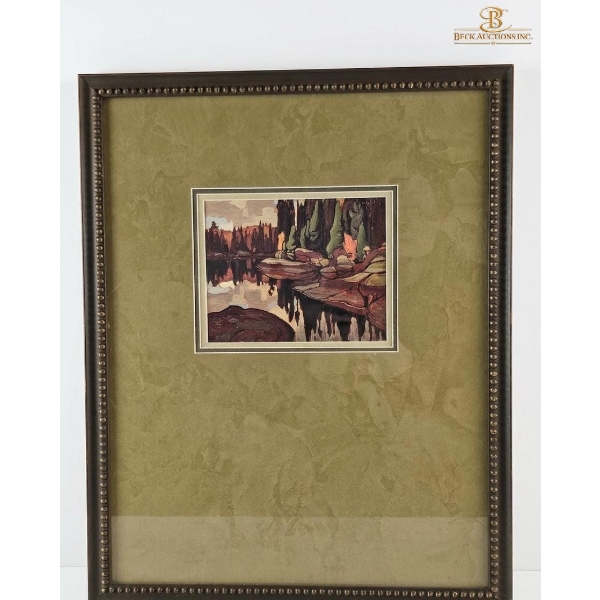 Framed Art Card Print Of Algoma Reflections By Canadian Group Of Seven Artist Lawren Harris14'W,17'H