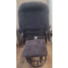 Image 3 : Reclining Gliding Upholstered Fabric Navy Blue Arm Chair & Ottoman
