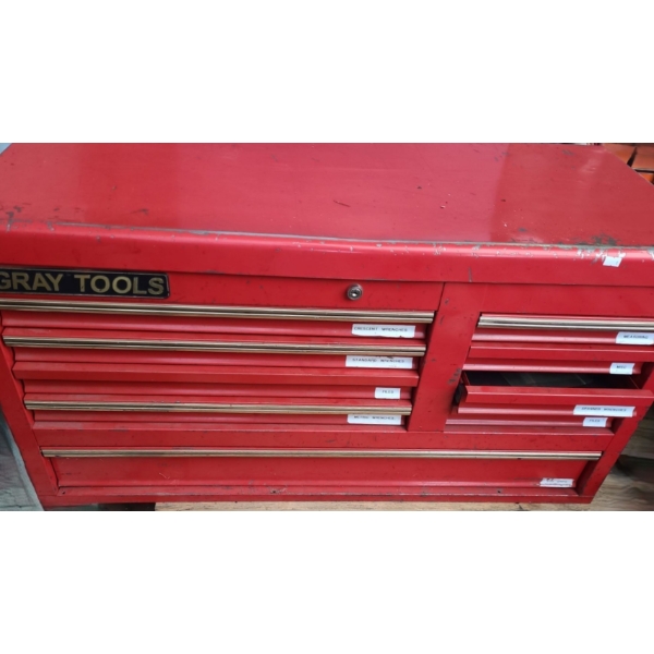 Gray Tools Toolbox w/ Contents Shown- No Key Included 40.5 W, 17.5 D, 21 T