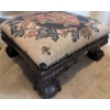 Image 1 : Embroidered Footstool with Coat of Arms Design and Carved Wooden Base
