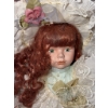 Image 2 : Porcelain Doll With Curly Red Hair and Bonnet