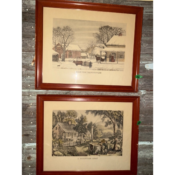 Framed Antique Artwork (2) 18"x22"