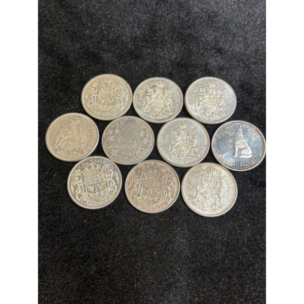 Canadian Silver 50cent X10 

Various Dates all tested 116.21g