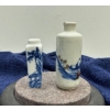 Image 2 : Blue and White Handpainted Snuff Bottles  2.5H, 3H (lids missing)