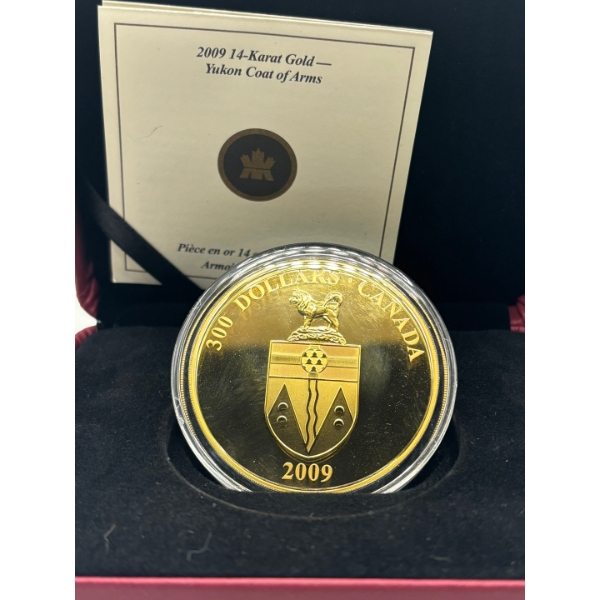 2009 $300 Provincial Coat of Arms: Yukon - 14-kt. Gold Coin 60g 325 produced
