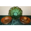 Image 2 : Lustre Rose Amber Carnival Glass Berry Bowls & Acanthus Aqua Carnival Gls Imperial Co