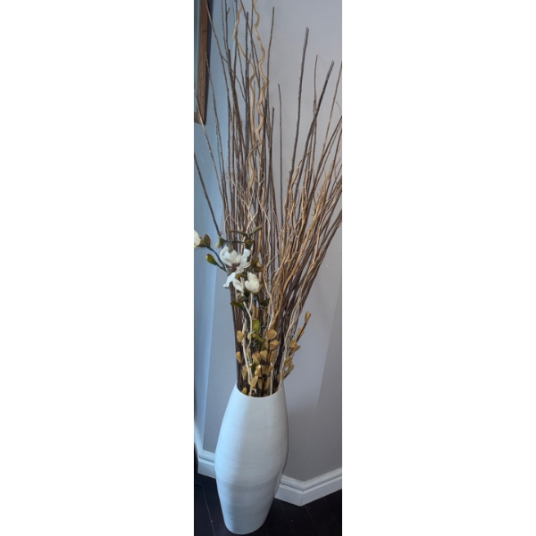 Decorative Floor Vase Styled w/ Faux Foilage & Dried Branch Bouquet 