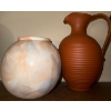 Image 1 : Art Deco Style Terracotta Pitcher 13"Tall w/ Mid Century Pottery Vase 