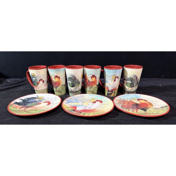 Collectable Rooster Themed Plate & Mug Sets
