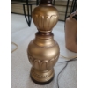 Image 2 : Vintage Gold Lamp  14 dia, 36 h, Matching Pair of Carmel/Black Lamps & Wood Side Table Lamp