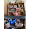 Image 1 : Wooden Shelving Unit with Assortment of Supplies