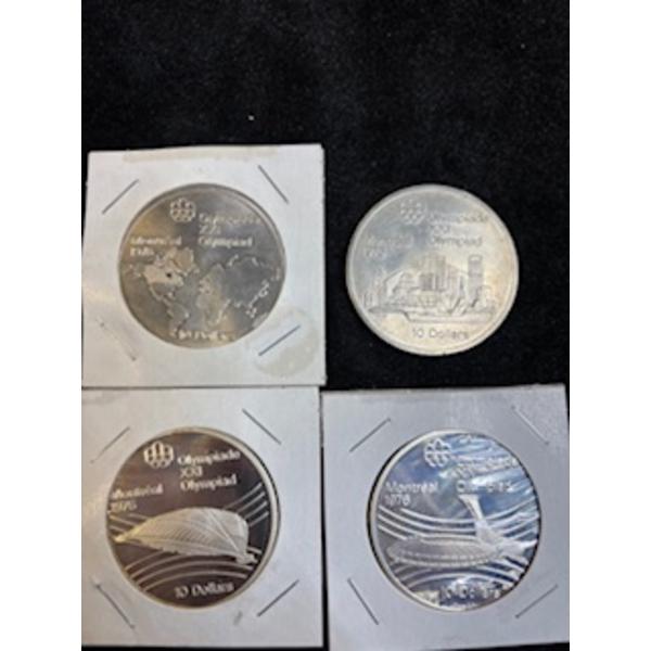 1976 silver $10 Olympic coins x4  total 192g 5.76oz great to add in to any silver collection