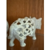 Image 5 : Intricately Carved Soapstone Elephants From India 'Jali' Style (5L) w/ Round Carving 