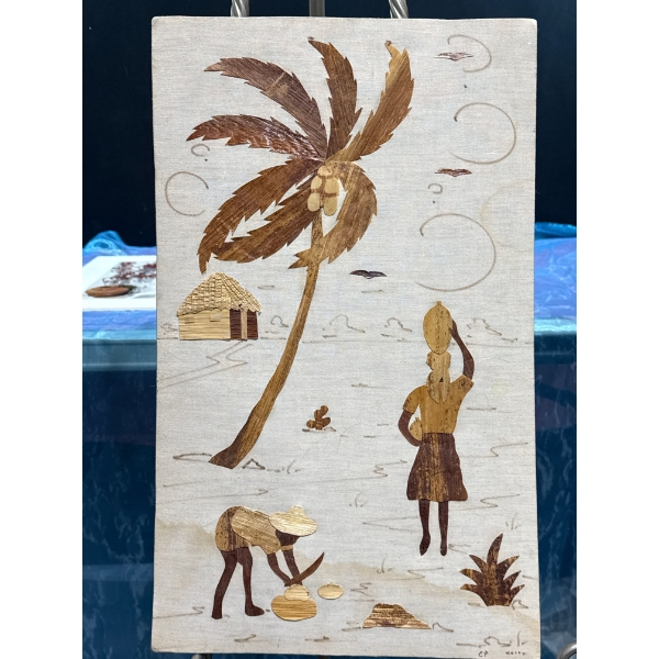 Wood Textile Assemballage 12Wx20H