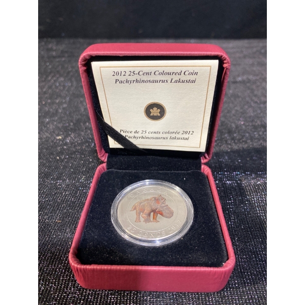 Pachyrhinosaurus Lakustai With Glow In The Dark Skeleton 25 Cent Coin