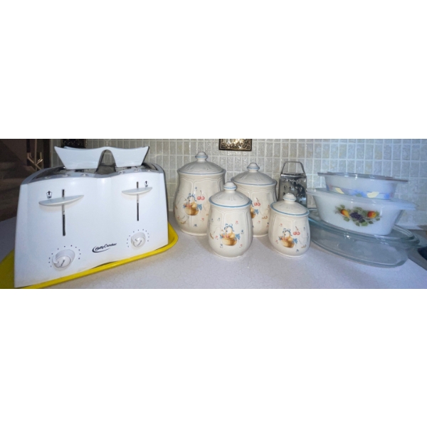 Farmhouse Chic Canister Collection w/ Floral Corningware & More