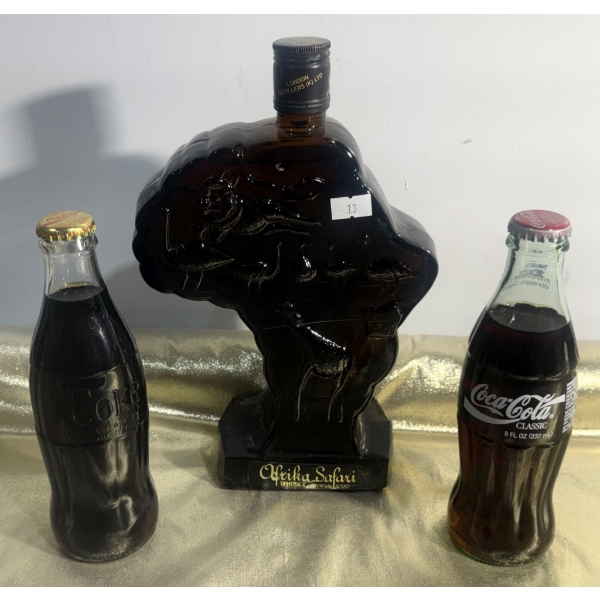 Coca-Cola Bottles with Afriika Safari Whisky Decanter