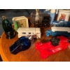 Image 2 : Glass oil, lamp, vintage clock, and a collection of Avon trucks, buses, and RVs Winnebago, greyhound