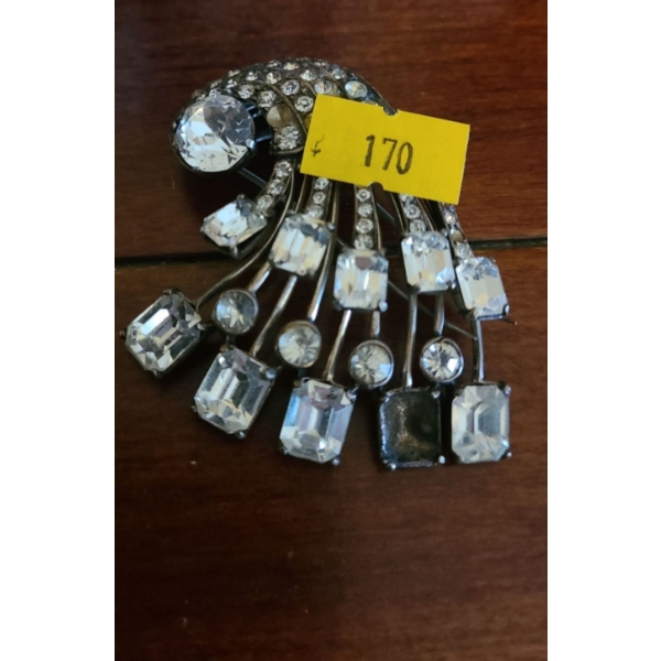 Eisenberg Brooch with Glass Stones 46 gram Sterling Silver (Missing Stones)