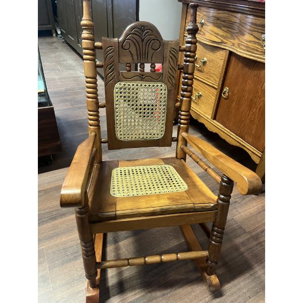 Oak miniature vintage rocking chair (23in long x 29in tall x 16in wide)