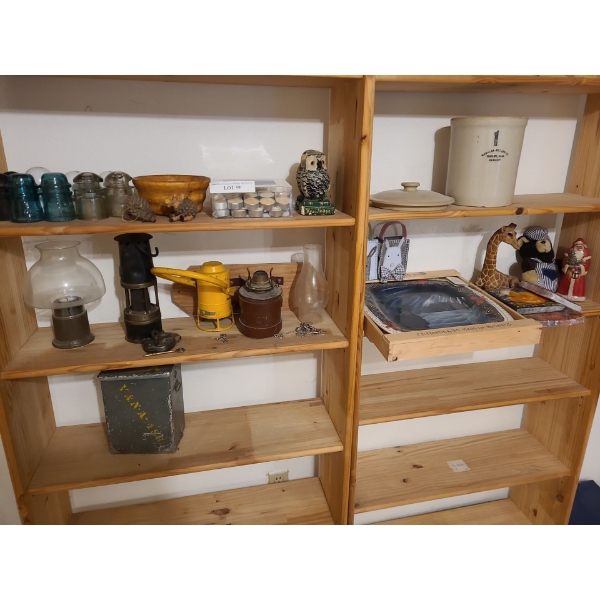 Vintage Lanterns, Electric Glass Insulators, Medalta Crock #1 &  more