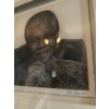 Image 2 : Nelson Mandela Print, Mark Alexander w/ Piece of the Original Fence From Robben Island Prison, 17x22
