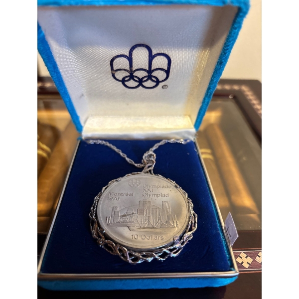 Silver 1976 Olympic $10 Coin & Necklace Silver 