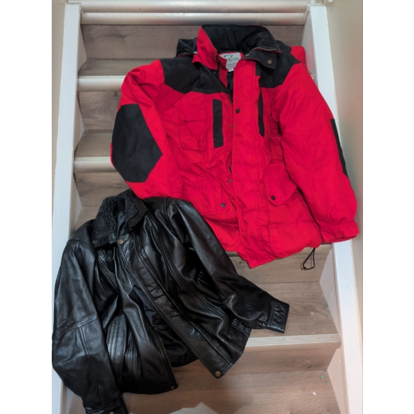 Super Soft Men's Genuine Leather Bomber w/ Windriver Winter Parka Approx Size M