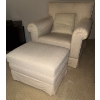 Image 3 : Tradiotional Style Skirted Club Chair in Nuetral Ivory Tone  33x33x34 w/ Ottoman 