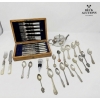 Image 1 : Elegant Electroplated Cutlery in Velvet Lined Wood Box, Collectable Spoons and Teapot
