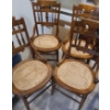 Image 5 : Vintage Oval Parlour Pedestal Table on Castors 41 w 31 d 30 h w Four Chairs 17 1/2 w 17 d 36 h 