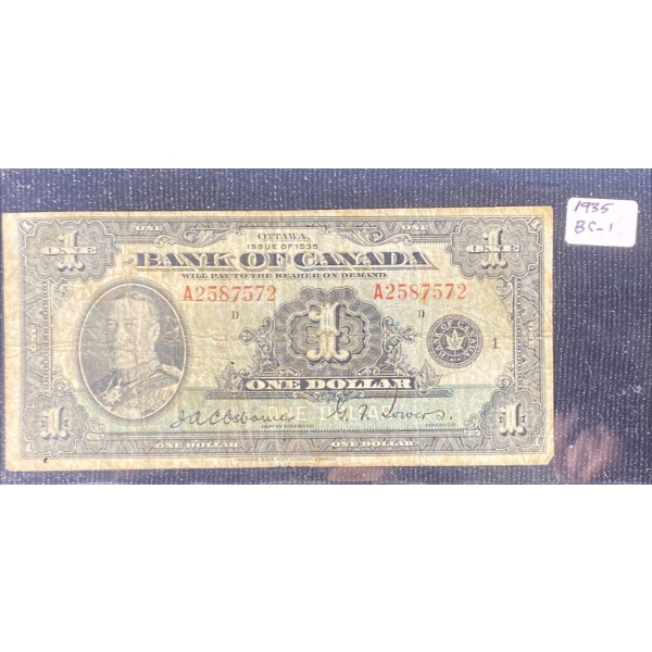 1935 Canadian One Dollar Bill