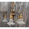 Image 3 : Brass Chandelier with Frosted Glass Shades and Adjustable Light Arms