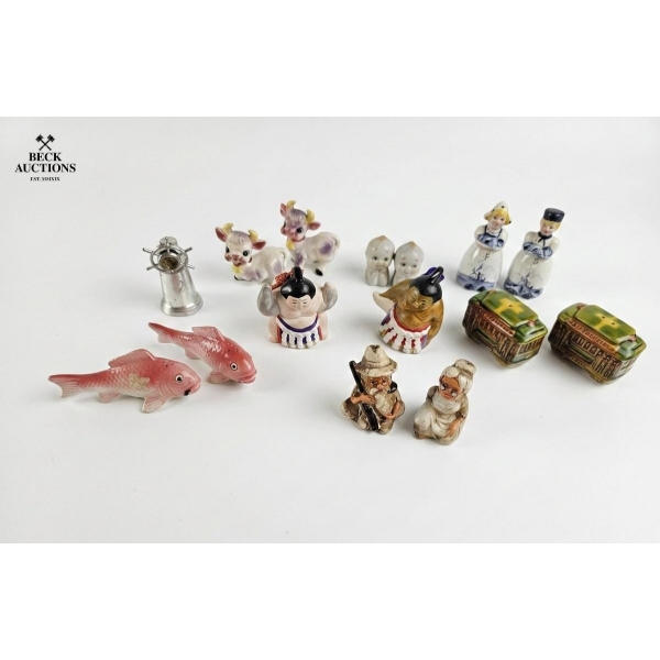 Different Porcelain figurals Salt And Pepper Shakers.