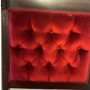 Image 1 : Antique Victorian Upholstered Arm Chair - Empire Tuffed Red Velvet w/ Mahogany Base 29x25x23 (2)
