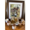 Image 1 : Onyx Executive Desk Clock Candelabra Decorative Candles & Floral Art Print