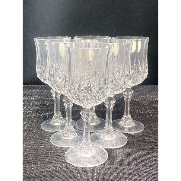  Cristal d'Arques Longchamp Clear Crystal Wine Glasses , Set of Six