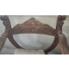 Image 3 : Wood Accent Chair w/ Carved Details and Beige Seat Cushion 23 W, 19 D, 32 T 
