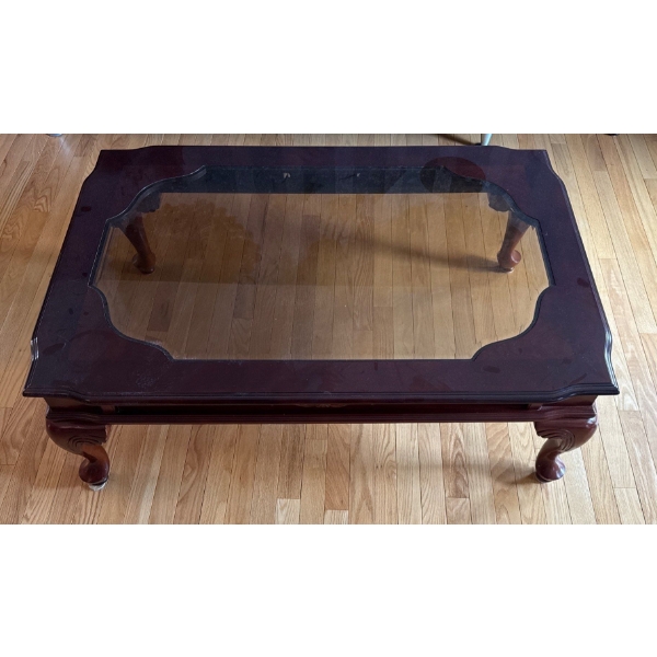 Wood & Glass Coffee Table - 45W, 30D, 16T 