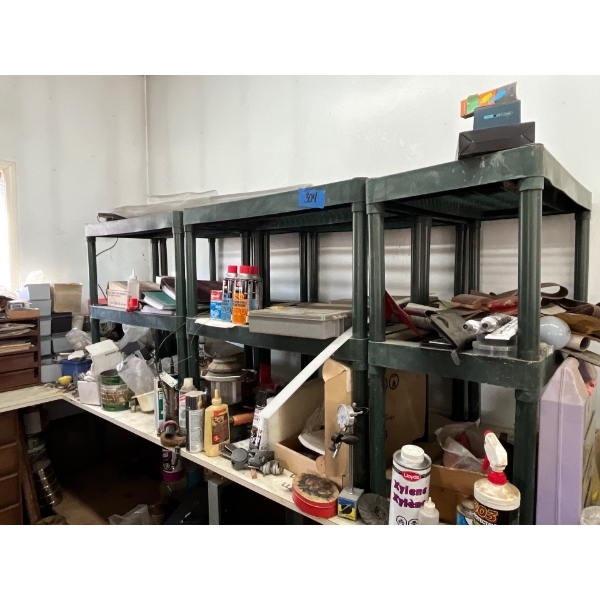  five plastic shelves contents not included