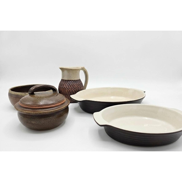 Five-Piece Stoneware Pottery Set
