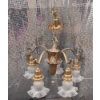 Image 1 : Brass Chandelier with Frosted Glass Shades and Adjustable Light Arms
